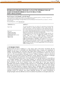 Hydrogen Production by Catalytic Hydrolysis of Sodium Borohydride in Batch Reactors: New Challenges