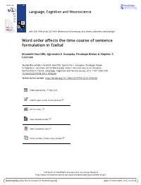 Word Order Affects the Time Course of Sentence Formulation in Tzeltal