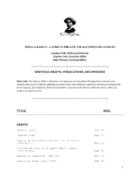 Writings: Drafts, Publications, and Speeches