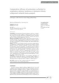 Comparative Efficacy of Pulmonary Surfactant in Respiratory Distress Syndrome in Preterm Infants: a Bayesian Network Meta-Analysis