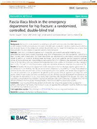 Fascia Iliaca Block in the Emergency Department for Hip Fracture
