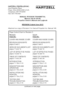 MANUAL REVISION TRANSMITTAL Manual 146 (61-00-46) Propeller Owner's Manual and Logbook