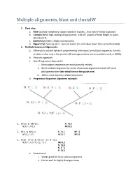 Multiple Alignments, Blast and Clustalw