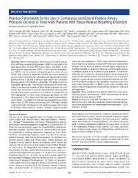 Practice Parameters for the Use of Continuous and Bilevel Positive