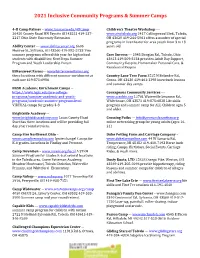 2021 Inclusive Community Programs & Summer Camps