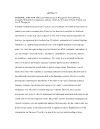 ABSTRACT VIGNOVIC, JANE ANN. Effects Of
