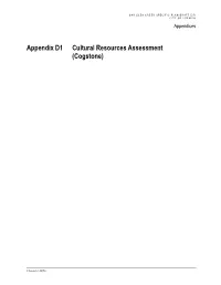 Appendix D1 Cultural Resources Assessment (Cogstone)