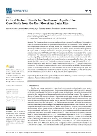 Critical Tectonic Limits for Geothermal Aquifer Use: Case Study from the East Slovakian Basin Rim