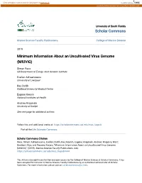 Minimum Information About an Uncultivated Virus Genome (Miuvig)
