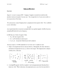 MRI Notes 1: Page 1
