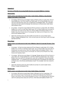 1 Appendix 6 Summary of Families Accessing Health Services At