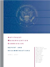 Antitrust Modernization Commission: Report and Recommendations