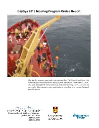 Baysys 2016 Mooring Program Cruise Report