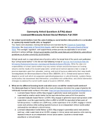 Commonly Asked Questions & FAQ About Licensed Minnesota School Social Workers Fall 2020