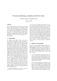 Economic Planning, Computers and Labor Values