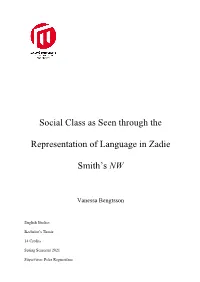 Social Class As Seen Through the Representation of Language in Zadie Smith's NW