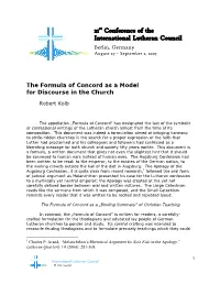 The Formula of Concord As a Model for Discourse in the Church