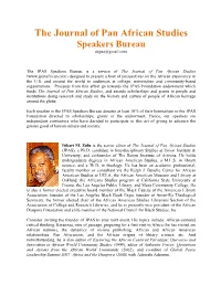 The Journal of Pan African Studies Speakers Bureau Atjpas@Gmail.Com