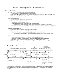 Voice Leading Rules - Cheat Sheet