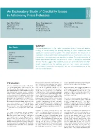 An Exploratory Study of Credibility Issues in Astronomy Press Releases Research & Applications