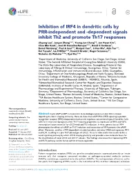 Inhibition of IRF4 in Dendritic Cells by PRR-Independent