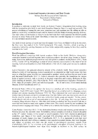 Lexical and Semantics Literatures and Their Trends Mohana Dass Ramasamy & Devi Vadiveloo Department of Indian Studies University of Malaya