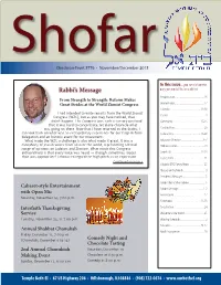 Rabbi's Message