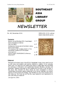 Southeast Asia Library Group Newsletter No