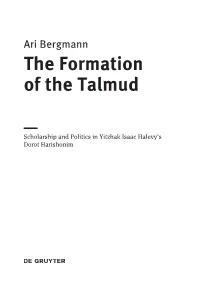 The Formation of the Talmud