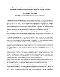 The Need to Move the Arts and Culture from the Periphery to the Centre Of