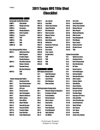 2011 Topps UFC Title Shot Checklist