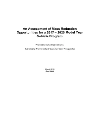 An Assessment of Mass Reduction Opportunities for a 2017-2020