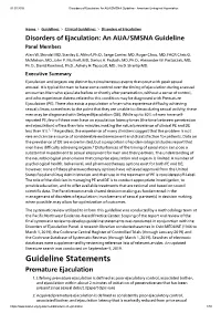 Disorders of Ejaculation: an AUA/SMSNA Guideline - American Urological Association