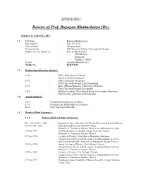 Dossier of Prof. Rupayan Bhattacharya (Dr.)