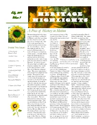 Heritage Highlights P a G E 2 a Note from the Director’S Desk