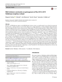 Melt Inclusion Constraints on Petrogenesis of the 2014–2015 Holuhraun Eruption, Iceland