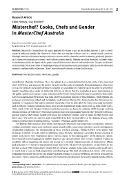 Misterchef? Cooks, Chefs and Gender in Masterchef Australia