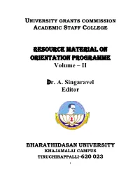 RESOURCE MATERIAL on ORIENTATION PROGRAMME Volume – II