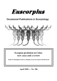 Scorpion Predation in Cuba: New Cases and a Review