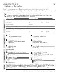 ST3, Certificate of Exemption, to You Must Apply for and Receive Exempt Claim the Following Exemptions