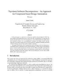 Top-Down Software Decomposition – an Approach for Component-Based Design Automation