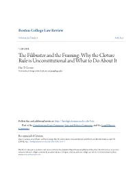 The Filibuster and the Framing: Why the Cloture Rule Is Unconstitutional and What to Do About It, 55 B.C.L