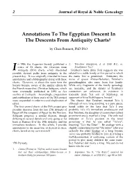Annotations to the Egyptian Descent in the Descents from Antiquity Charts†