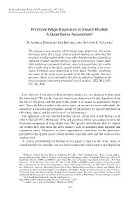 Frictional Wage Dispersion in Search Models: a Quantitative Assessment†