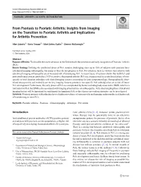 From Psoriasis to Psoriatic Arthritis: Insights from Imaging on the Transition to Psoriatic Arthritis and Implications for Arthritis Prevention