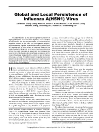 Global and Local Persistence of Influenza A(H5N1) Virus Xianbin Li, Zhong Zhang, Ailian Yu, Simon Y