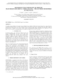 High-Resolution Topography of Mercury from Messenger Orbital Stereo Imaging – the Southern Hemisphere Quadrangles