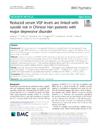 Reduced Serum VGF Levels Are Linked with Suicide Risk in Chinese Han