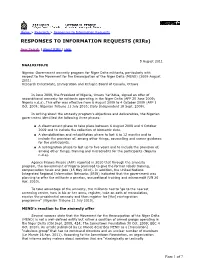 RESPONSES to INFORMATION REQUESTS (Rirs)