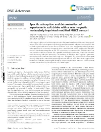 Specific Adsorption and Determination of Aspartame in Soft Drinks with A